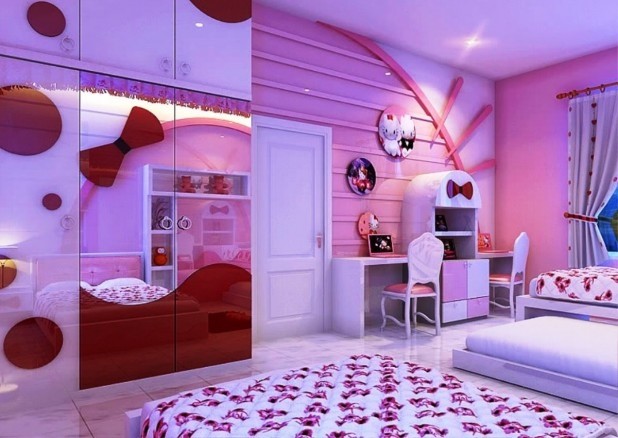 Astounding Lighting Ideas Beautify Hello Kitty Bedroom Design That