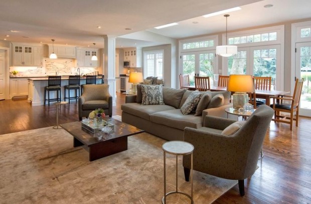 Kitchen Living Room Floor Plans Furniture Open Home Design Houzz