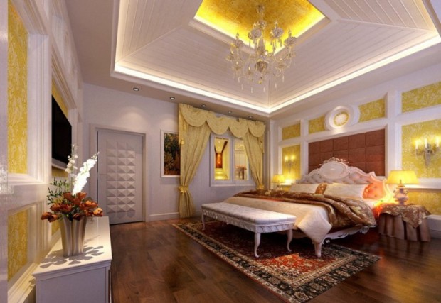 Tray Ceiling Lighting Ideas With Simple Bedroom Decorating In
