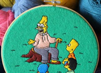 Mexican Artist is Using Embroidery to Pay Homage to “The Simpsons”