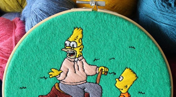 Mexican Artist is Using Embroidery to Pay Homage to “The Simpsons”