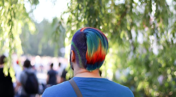 Rainbow-colored hair