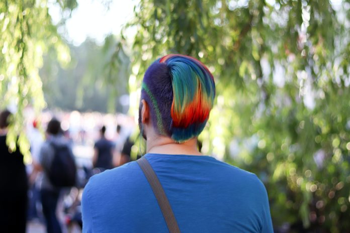 Rainbow-colored hair