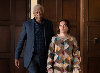 Morgan Freeman and Florence Pugh in "A Good Person"
