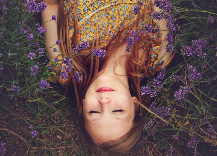 Woman lying in lavender