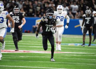 Colorado Buffaloes’ Season Ends in Alamo Bowl Defeat to BYU Travis Hunter (12) of the University of Colorado in action at the NCAA Valero Alamo Bowl against BYU Cougars at the Alamodome: San Antonio, USA - 28 Dec 2024.