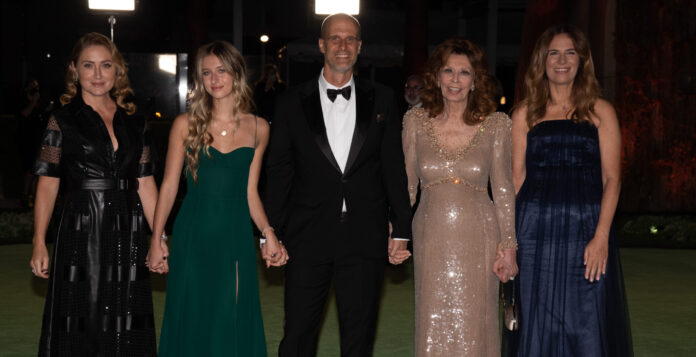 Sasha Alexander, Lucia Sofia Ponti, Eduardo Ponti, Sophia Loren, and Roberta Armani at The Academy Museum of Motion Pictures Opening Gala in September 2021